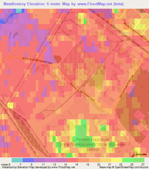 Metallostroy,Russia Elevation Map