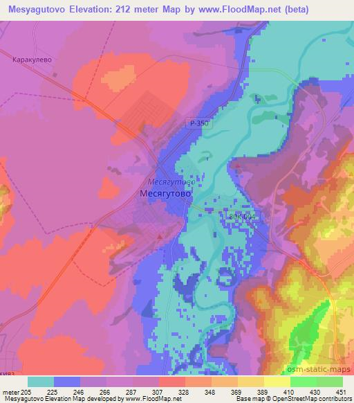 Mesyagutovo,Russia Elevation Map