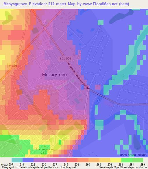 Mesyagutovo,Russia Elevation Map