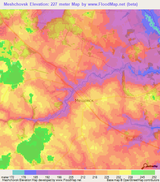 Meshchovsk,Russia Elevation Map