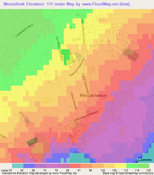 Menzelinsk,Russia Elevation Map