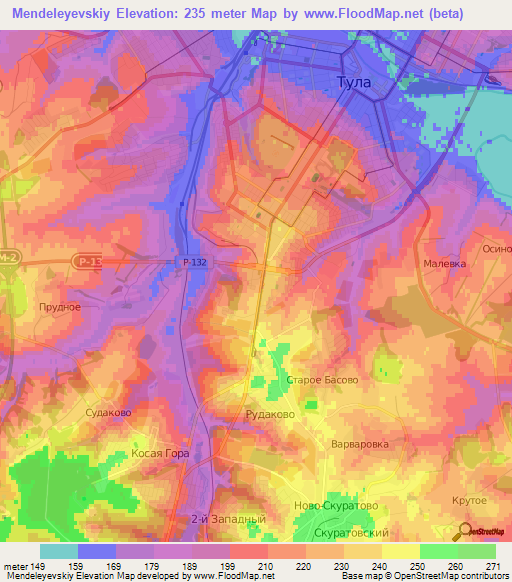 Mendeleyevskiy,Russia Elevation Map