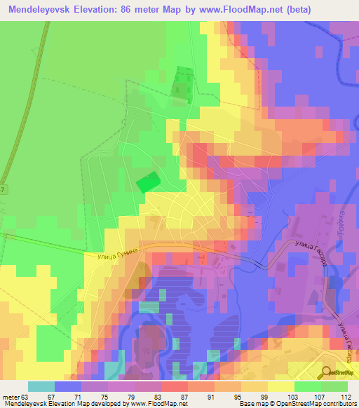 Mendeleyevsk,Russia Elevation Map