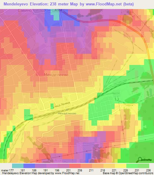 Mendeleyevo,Russia Elevation Map