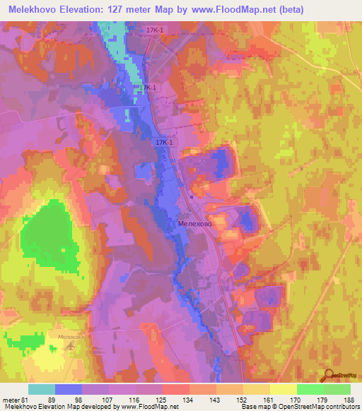 Melekhovo,Russia Elevation Map