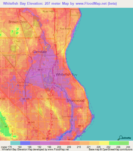 Elevation of Whitefish Bay,US Elevation Map, Topography, Contour