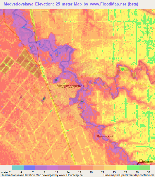 Medvedovskaya,Russia Elevation Map