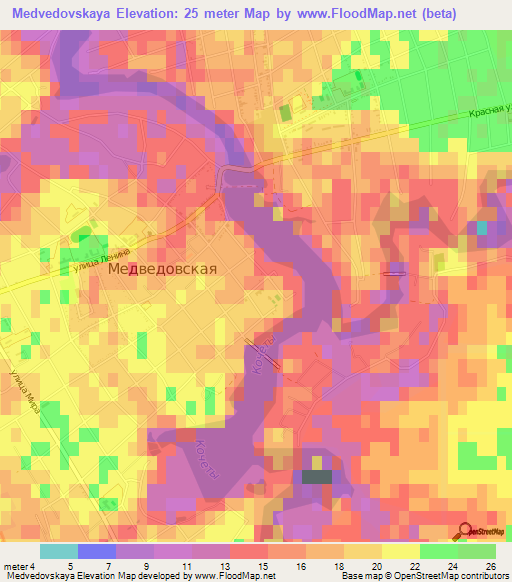 Medvedovskaya,Russia Elevation Map