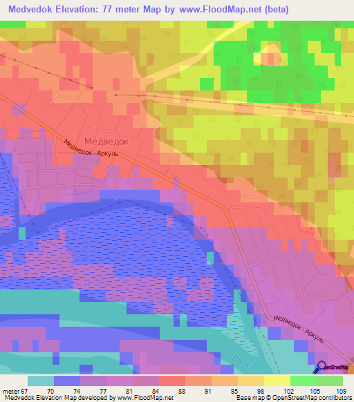 Medvedok,Russia Elevation Map