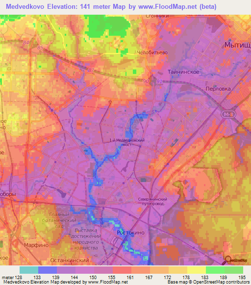 Medvedkovo,Russia Elevation Map