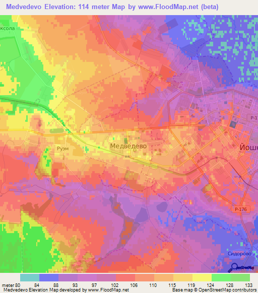 Medvedevo,Russia Elevation Map