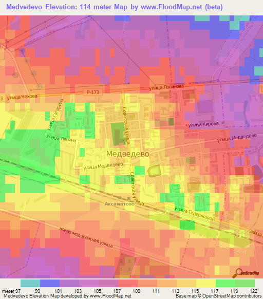Medvedevo,Russia Elevation Map