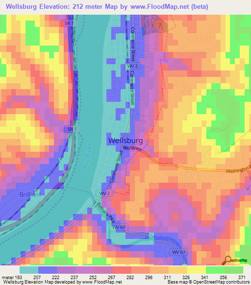 Wellsburg,US Elevation Map