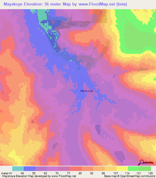 Mayskoye,Russia Elevation Map