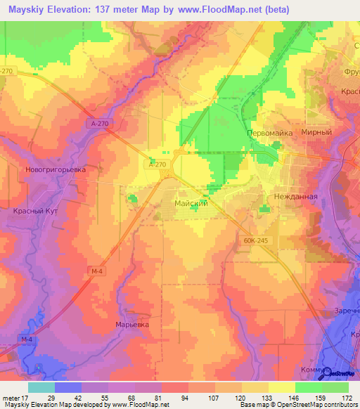 Mayskiy,Russia Elevation Map