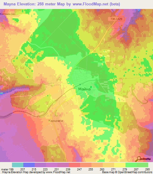 Mayna,Russia Elevation Map