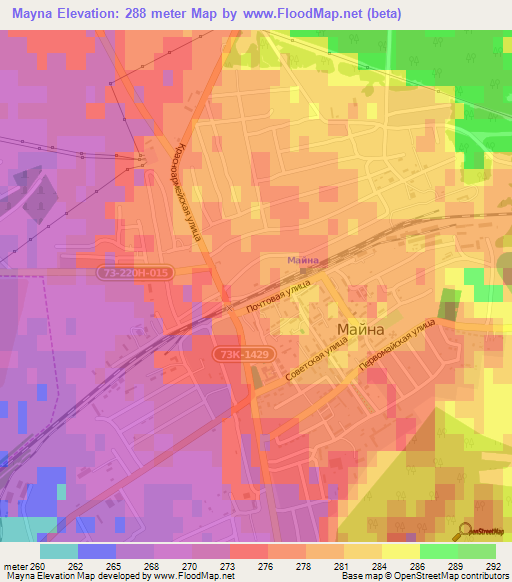 Mayna,Russia Elevation Map