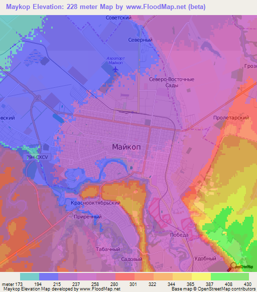 Maykop,Russia Elevation Map