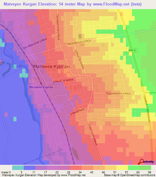 Matveyev Kurgan,Russia Elevation Map