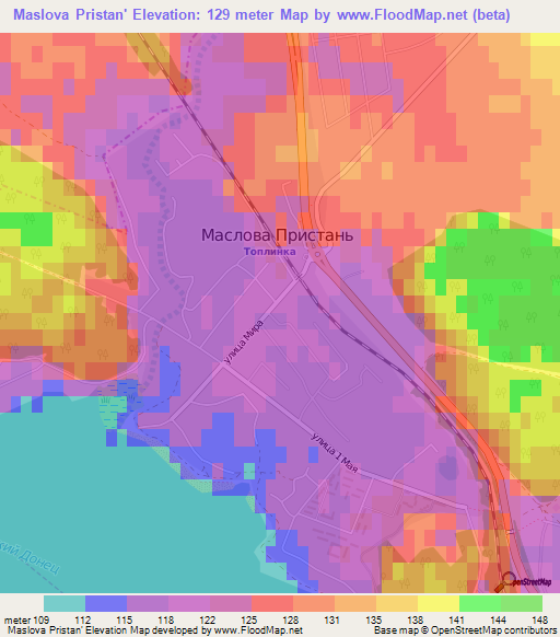 Maslova Pristan',Russia Elevation Map