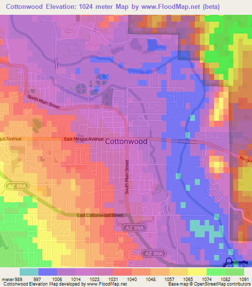 Cottonwood,US Elevation Map