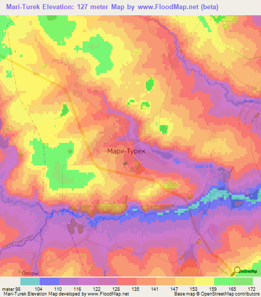 Mari-Turek,Russia Elevation Map