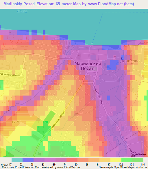 Mariinskiy Posad,Russia Elevation Map