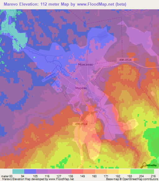 Marevo,Russia Elevation Map