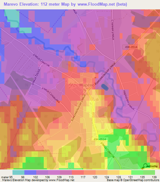 Marevo,Russia Elevation Map