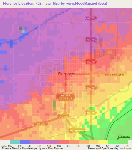 Florence,US Elevation Map