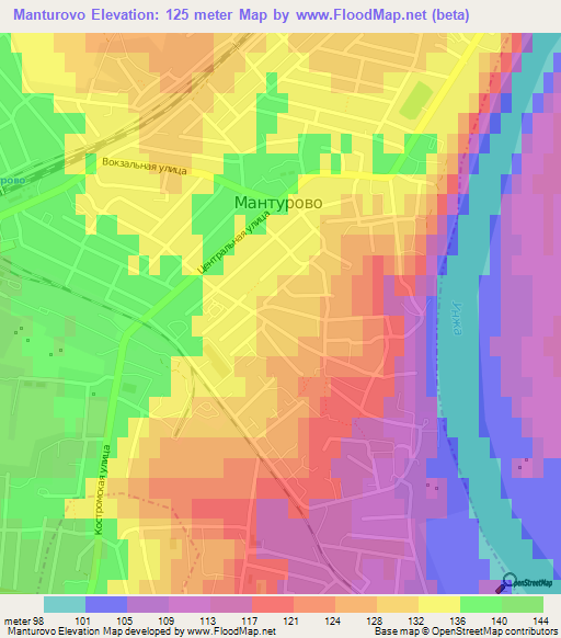 Manturovo,Russia Elevation Map