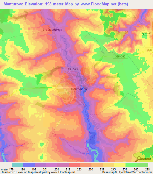 Manturovo,Russia Elevation Map