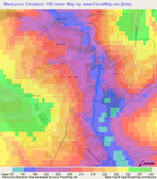 Manturovo,Russia Elevation Map