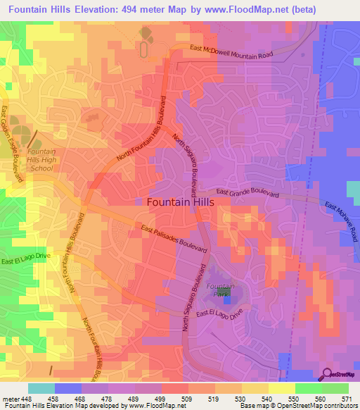 Fountain Hills,US Elevation Map