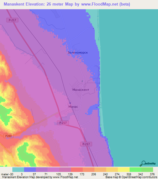 Manaskent,Russia Elevation Map