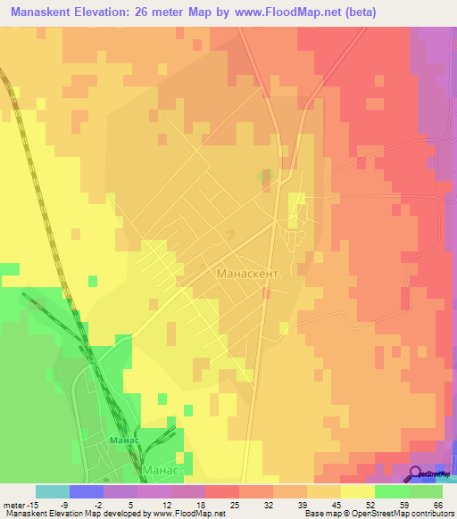 Manaskent,Russia Elevation Map