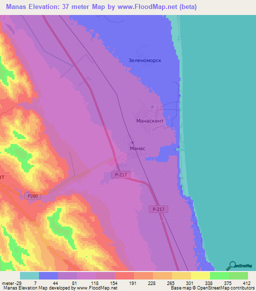 Manas,Russia Elevation Map