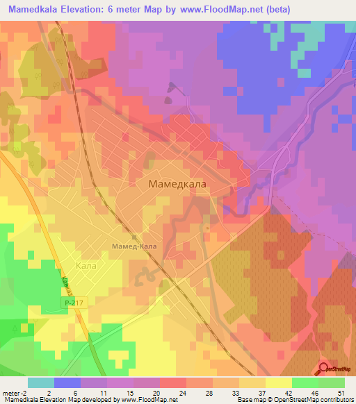 Mamedkala,Russia Elevation Map