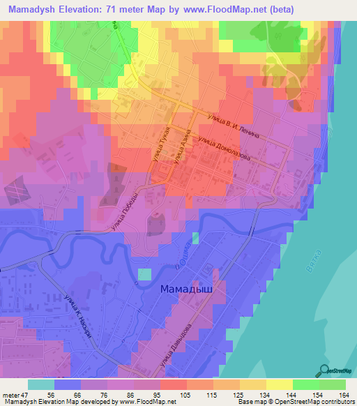 Mamadysh,Russia Elevation Map