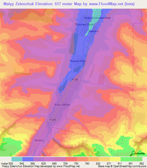 Malyy Zelenchuk,Russia Elevation Map