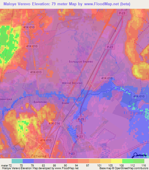 Maloye Verevo,Russia Elevation Map