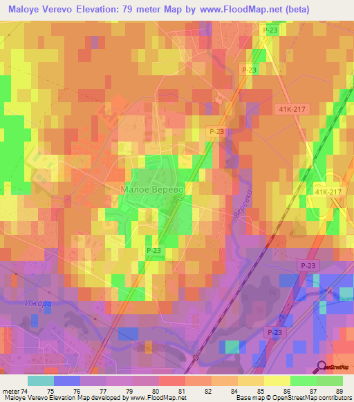 Maloye Verevo,Russia Elevation Map