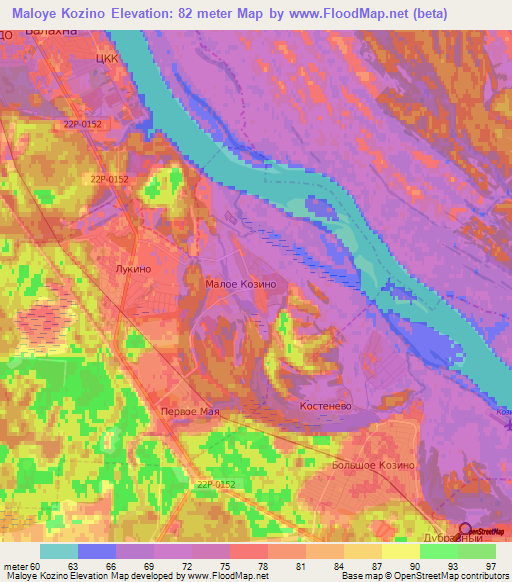 Maloye Kozino,Russia Elevation Map