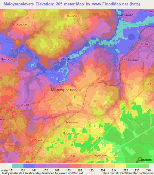 Maloyaroslavets,Russia Elevation Map