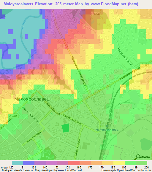 Maloyaroslavets,Russia Elevation Map