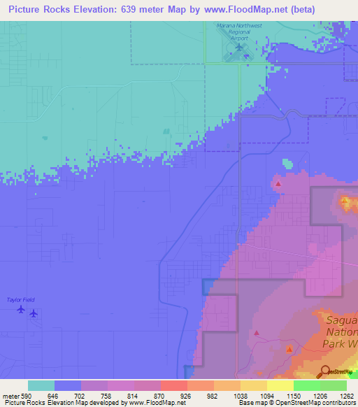 Picture Rocks,US Elevation Map
