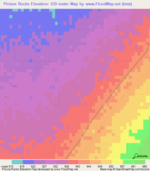 Picture Rocks,US Elevation Map