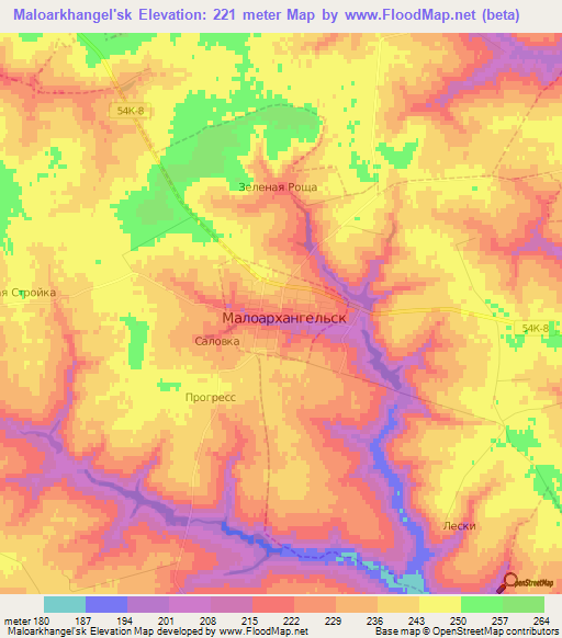 Maloarkhangel'sk,Russia Elevation Map