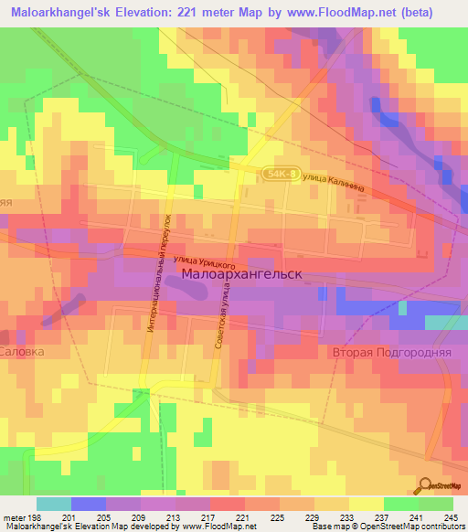 Maloarkhangel'sk,Russia Elevation Map