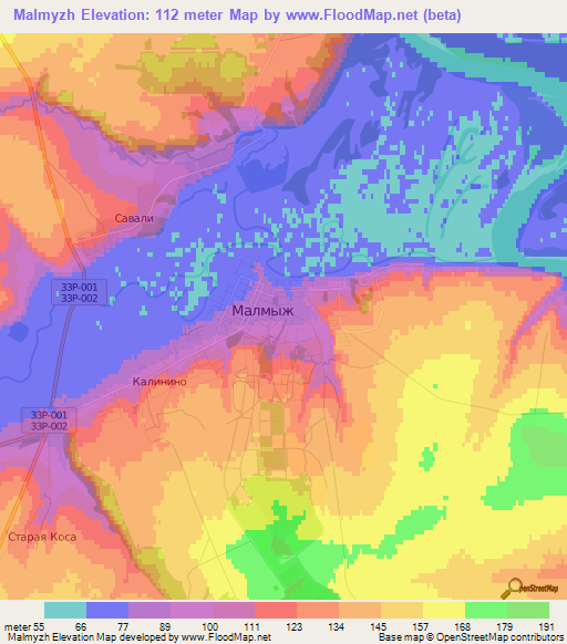 Malmyzh,Russia Elevation Map